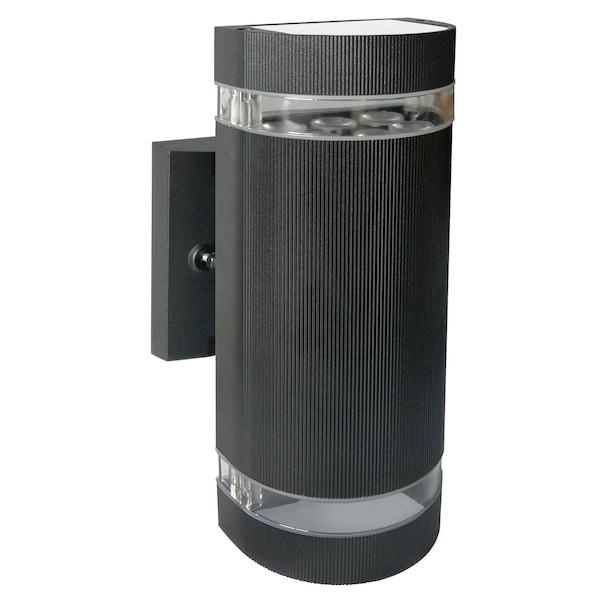 Sunlite 2-Light Black Up Down Aluminum Steel Cylinder LED Outdoor Wall Sconce CCT 3000K 4000K 5000K 81294-SU - main